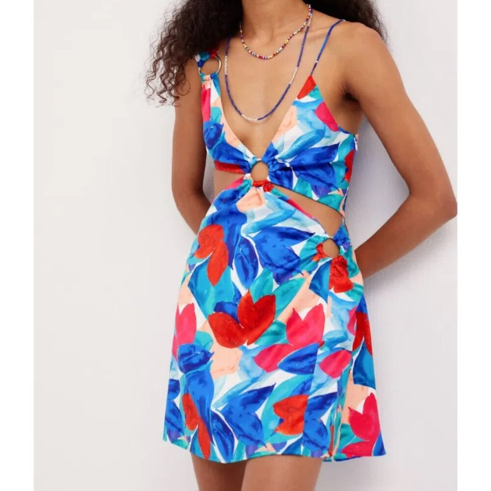 NWT For Love & Lemons Lorenza Cut Out Satin Mini Dress - Medium and XS
